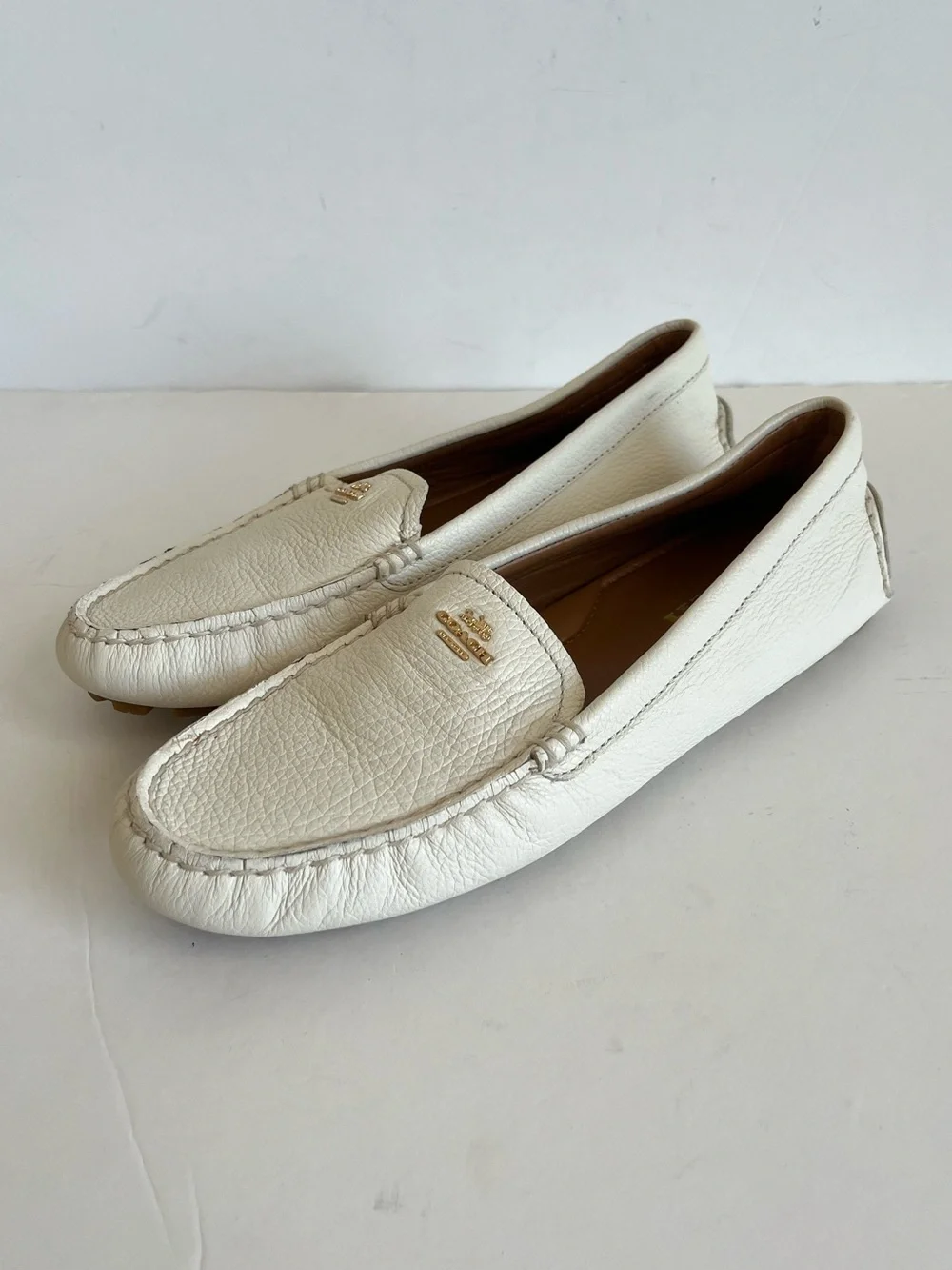 Coach Marley Loafers Chalk White Leather Size 8.5B